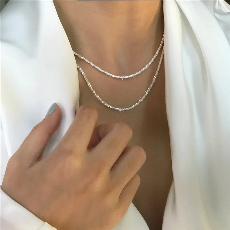 Clavicle Chain Statement Collar Party Birthday Gift Sparkling Necklace