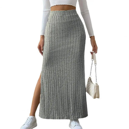 Casual High Waist Sexy Knitted Elegant Solid Office Long Autumn Winter Fashionable Skirt