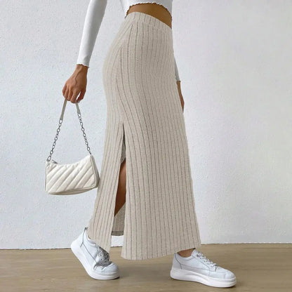 Casual High Waist Sexy Knitted Elegant Solid Office Long Autumn Winter Fashionable Skirt