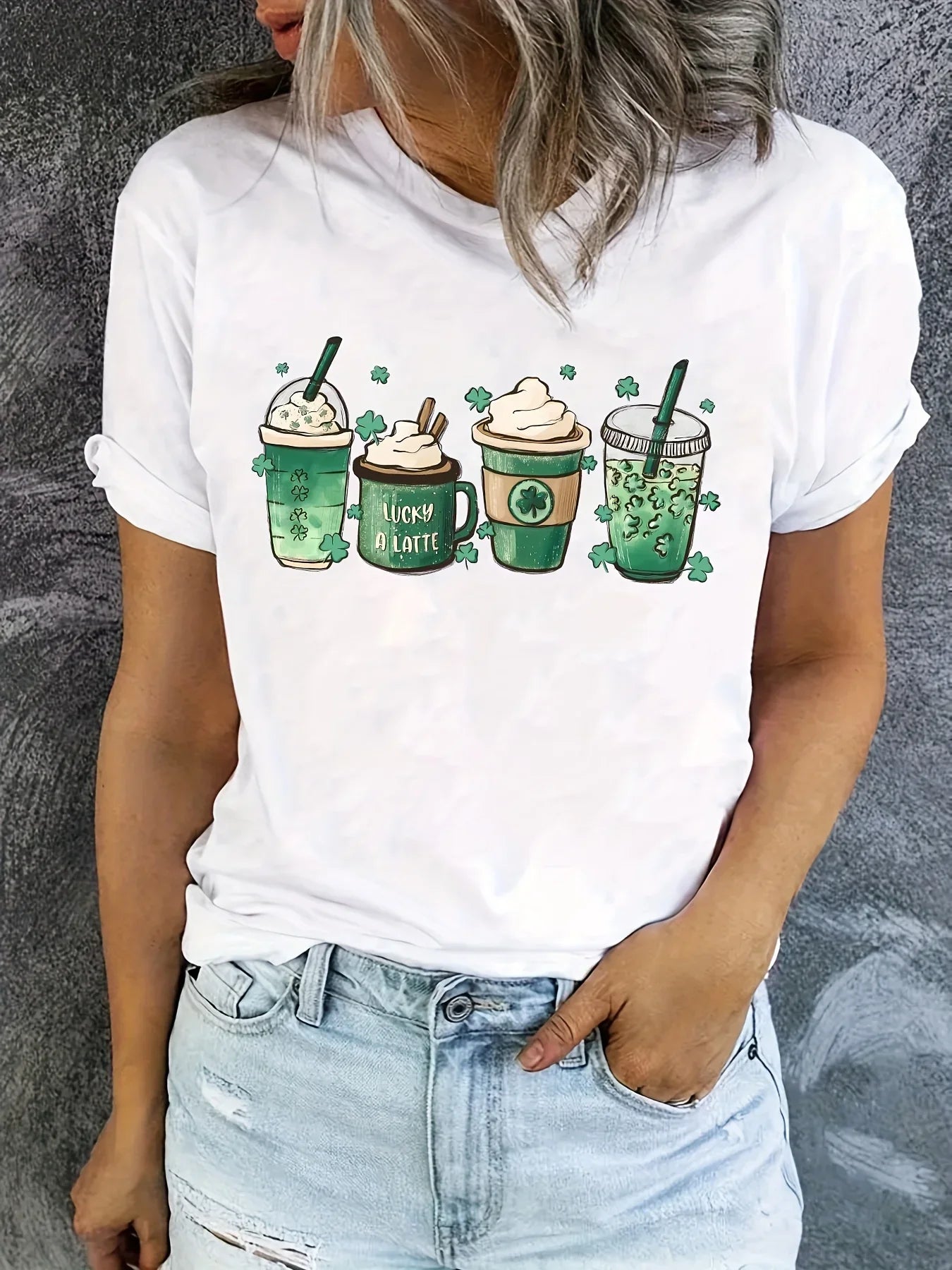 St. Patrick's Day Coffee Women's Graphic Print Casual Short Sleeve Summer & Spring T-shirt