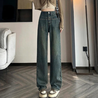 Straight Female Spring High-Waisted Thin Small Narrow 2024 New Jeans