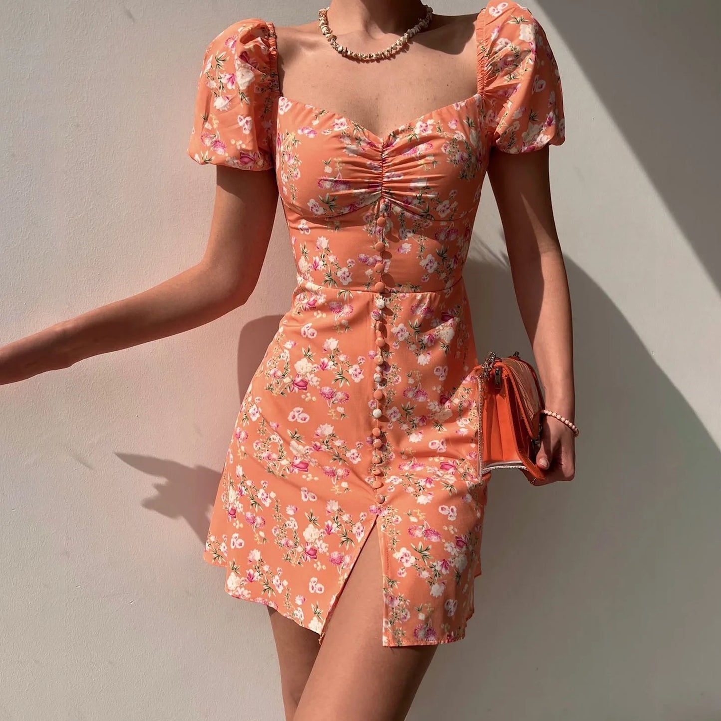 Tropical Flare Sleeve Straight Casual Big Swing Boho Beach Mini Summer Dress