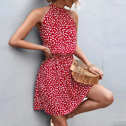 Red V-Neck Summer Spaghetti Strap Fashion Hot Backless Lace Patchwork Swing Hem Party Mini Sexy Dress