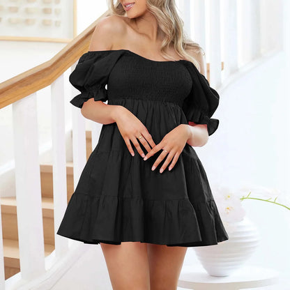 Pink Backless Off Shoulder Vacation A-line Summer Elegant Slim Tube Top Mini Sweet Dress