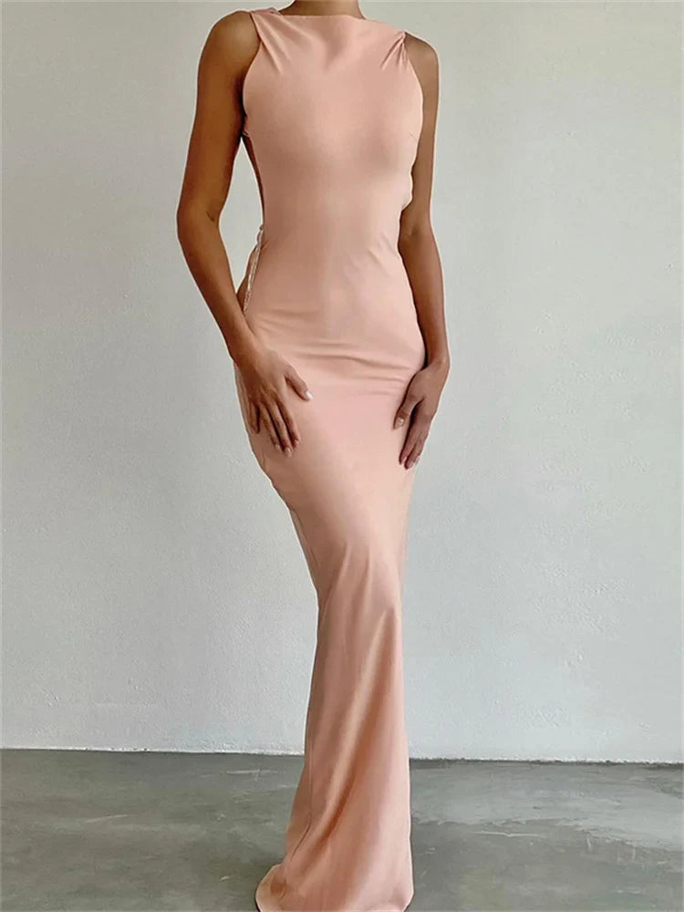 Out Backless Sexy High Women Maxi Dresses For Maxi Hollow Waist Dress