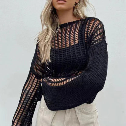 Hollow Sexy Pullover Beach Long Oversize Out Knitted Cover-up Sweater