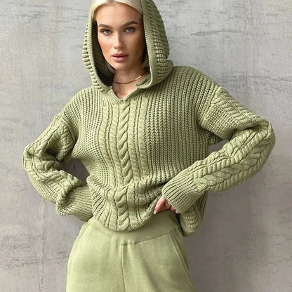 Autumn Baggy Street Knitted Winter Casual Women's Long Female Jacket