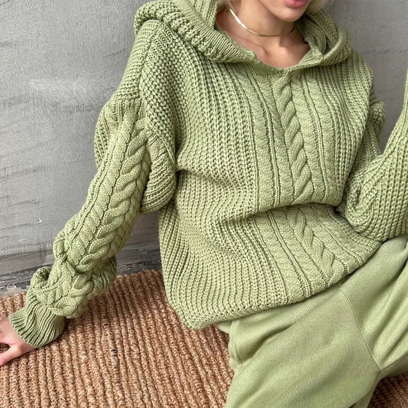 Autumn Baggy Street Knitted Winter Casual Women's Long Female Jacket