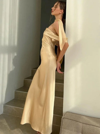 Sexy Long Sleeveless Maxi Women Off Shoulder Elegant Backless Dress Dress