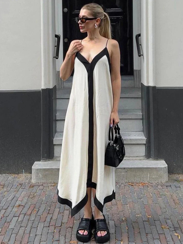 Loose V Women Sheer Maxi Sexy Neck Summer Backless Long Deep Dress Dress