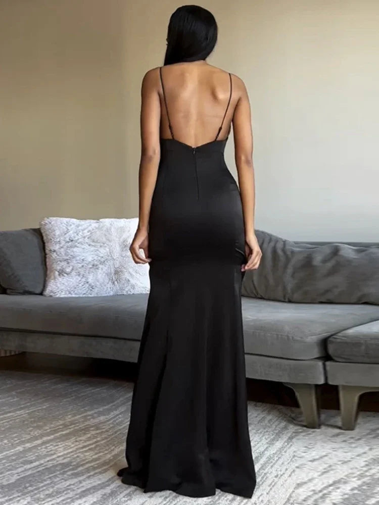 Dresses Side Elegant Splice Backless Slim Slits Maxi Bow Women For Dress