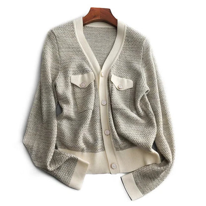 Temperament Small Fragrant Wind Cashmere Loose V-neck Thin Cardigan