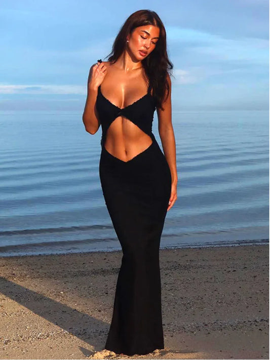Lace Hollowed Out Sexy Summer Women Maxi Dress