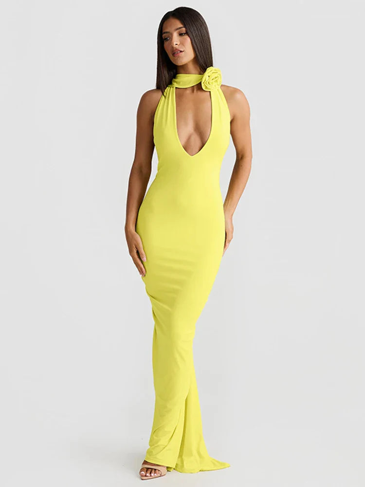 Mermaid Slim Bodycon Long Halter Backless Nightclub Sexy Summer Maxi Dress