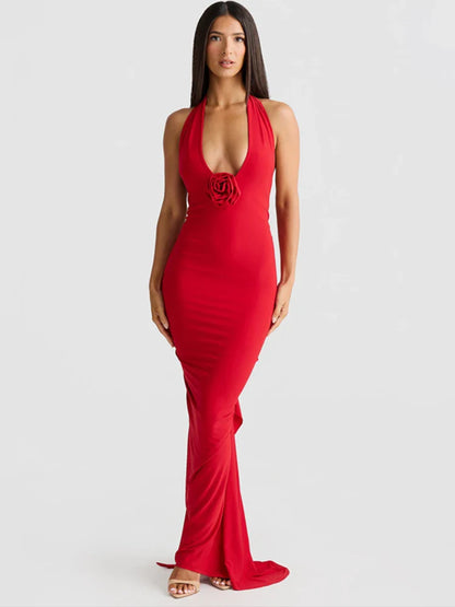 Mermaid Slim Bodycon Long Halter Backless Nightclub Sexy Summer Maxi Dress