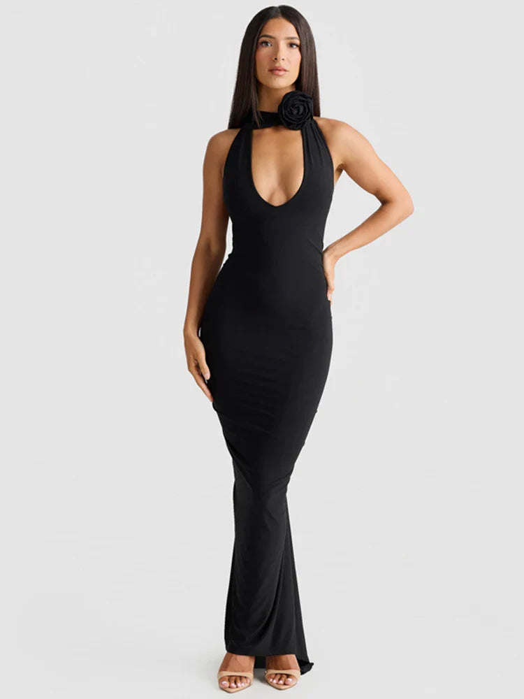 Mermaid Slim Bodycon Long Halter Backless Nightclub Sexy Summer Maxi Dress