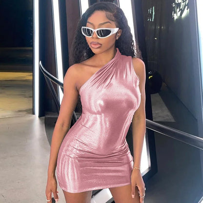 Nightclub Party One Shoulder Slim Bodycon Mini Dress