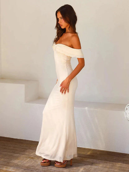 Slim Bodycon Long Strapless Off Shoulder Sexy Spring Summer Maxi Dress