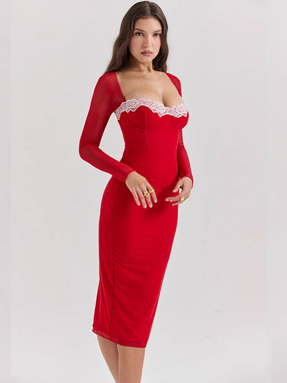 Slim Bodycon Strapless Autumn Winter Nightclub Sexy Midi Dress