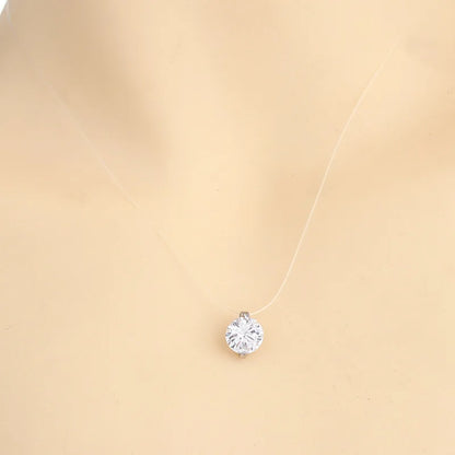 Collares Zircon Round Transparent Chain Clavicle Charm Invisible Women Line For Fishing Love Necklace