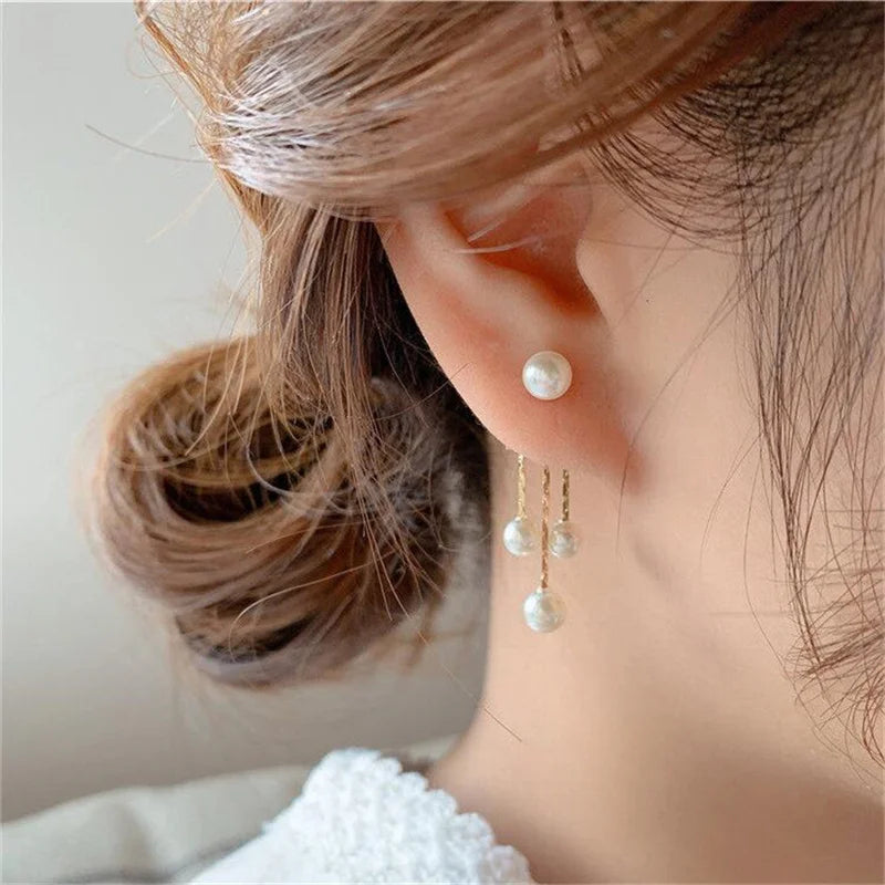 Beautiful Zircon Pearl Tassel Korean 2024 New Fashion Party Wholesale Trend Earring