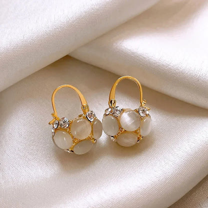 Korean Elegant Ginkgo Leaf Moonlight Cat Eye Party Trend Earring