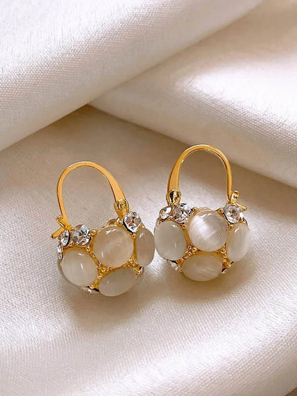 Korean Elegant Ginkgo Leaf Moonlight Cat Eye Party Trend Earring