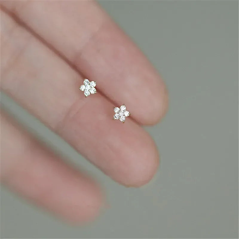 Stud Petal Girls' Crystal Hollow Flower Jewelry Mini Trendy Wholesale Earring