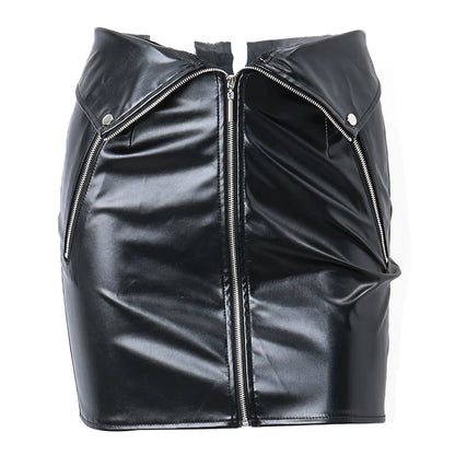 Sexy High-waist Bodycon Multi Zipper Trendy Korean Chic Stylish Fashionable Mini Skirt