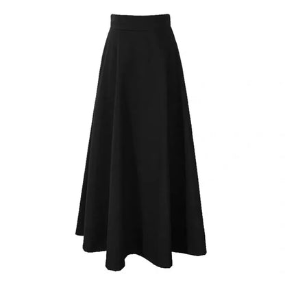 Fashionable High Waist Warm Basic Black Wool Casual Thick Chic Maxi Skirt