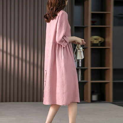 Elegant Sophisticated Comfy Relaxed Minimalist Stylish Casual Versatile Oversized Midi Chic Dress