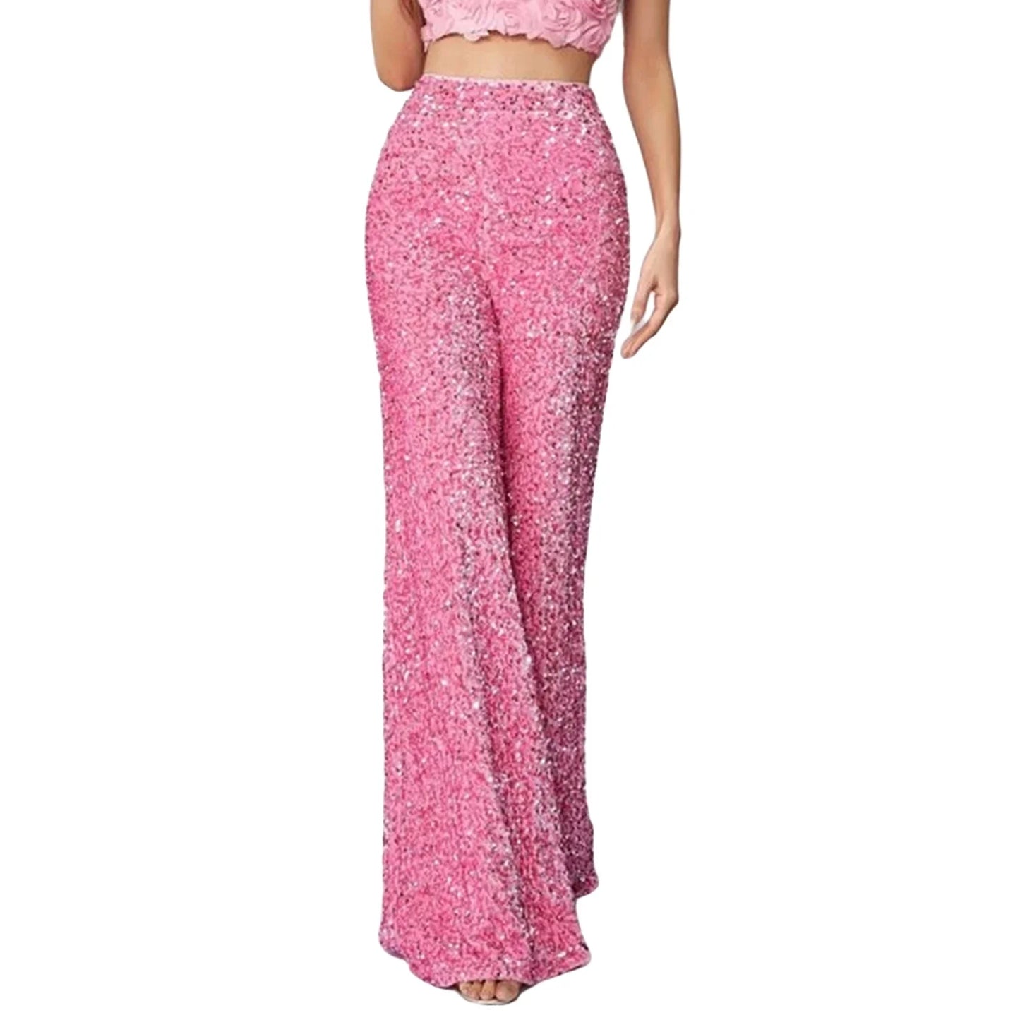 Sequin Bell Bottom Sexy High Wide Sparkle Night Out Streetwear Party Club Glitter Pants