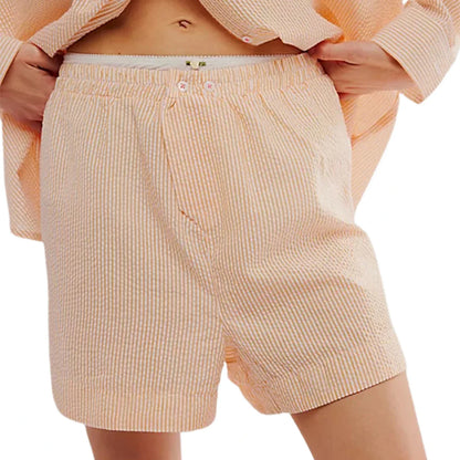 Cute Elastic Low Button Soft Comfy Baggy Lounge Striped Short