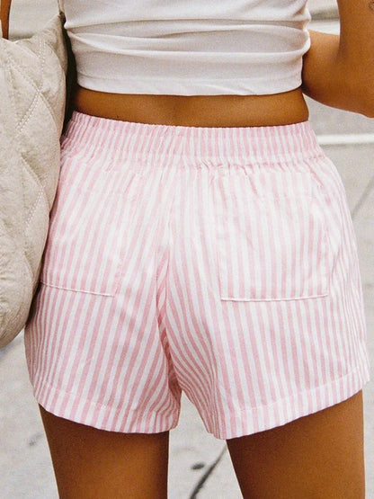 Summer Beach Elastic Comfy Pajama Pj Bottoms Lounge Casual Sleepwear Striped Short