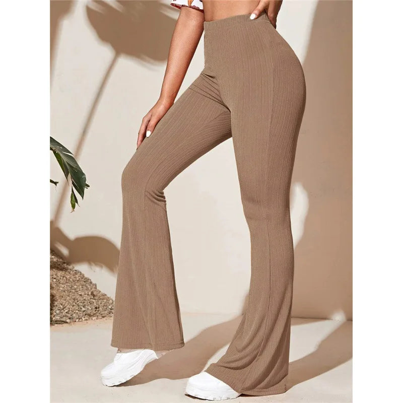 Split Knitted Wide Leg Loose Fitting High Waisted Draped Casual Pants