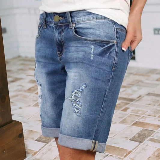Summer Jeans Short Sexy High Waist Slim Holes Ripped Pant Pocket Casual Loose Women Short