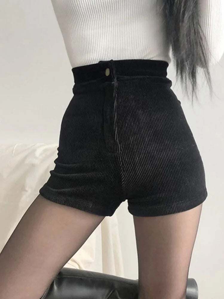 Goth High Waist Spring Autumn Fashion Stretch Corduroy Casual Pants