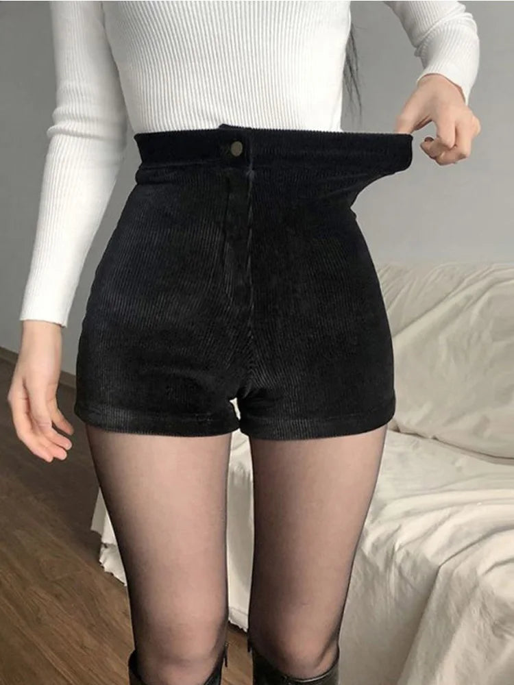 Goth High Waist Spring Autumn Fashion Stretch Corduroy Casual Pants