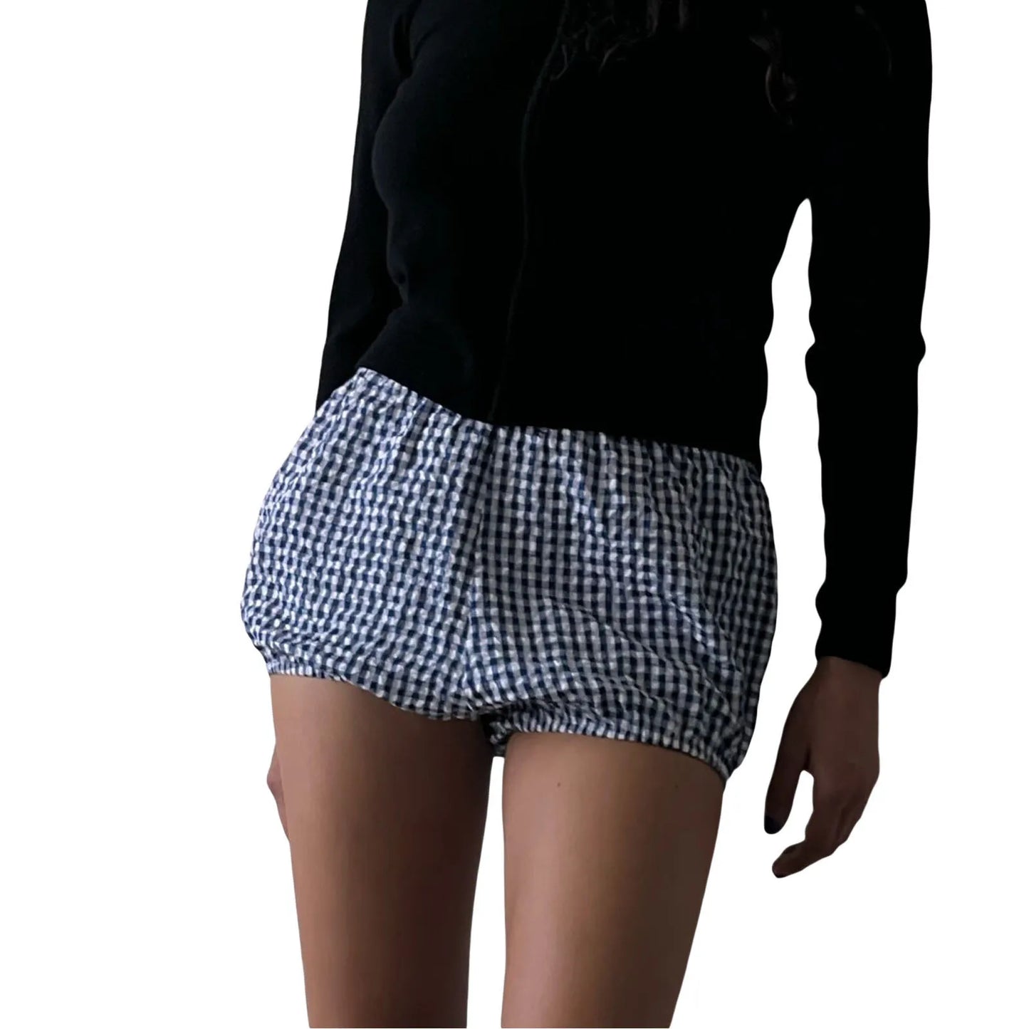 Striped Print Elastic Low Cute Plaid Lounge Y2K Short