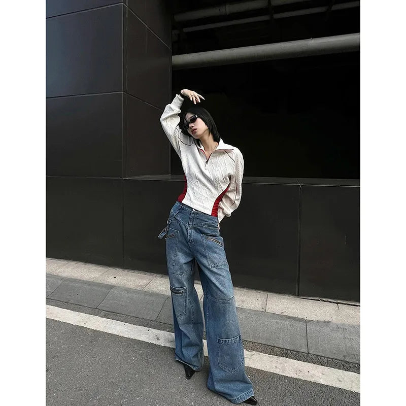 Trashy Y2K Blue Denim Baggy Aesthetic High Waist Vintage Harajuku Ripped Jeans