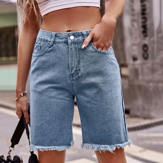 Summer Jeans Short Sexy High Waist Slim Holes Ripped Pant Pocket Women Short