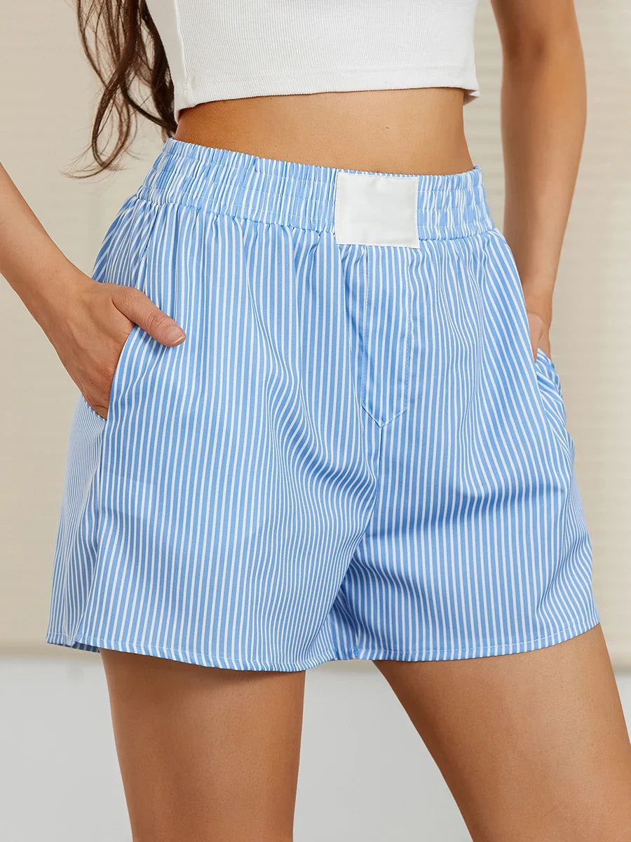 Striped Elastic Cute Gingham Y2k Micro Summer Plaid Short