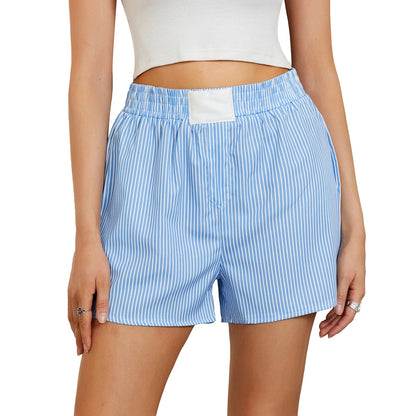 Striped Elastic Cute Gingham Y2k Micro Summer Plaid Short