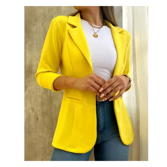 Simple Women's Casual Commute Classic Coat Premium Solid Color Office Coat