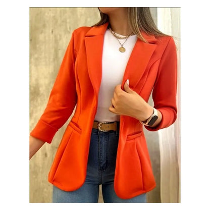 Simple Women's Casual Commute Classic Coat Premium Solid Color Office Coat