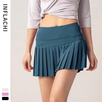 Golf Skorts Skirt Ultra-thin Breathable Sports Pleated High Waisted Pockets Slim Fitness Mini Tennis Skirt