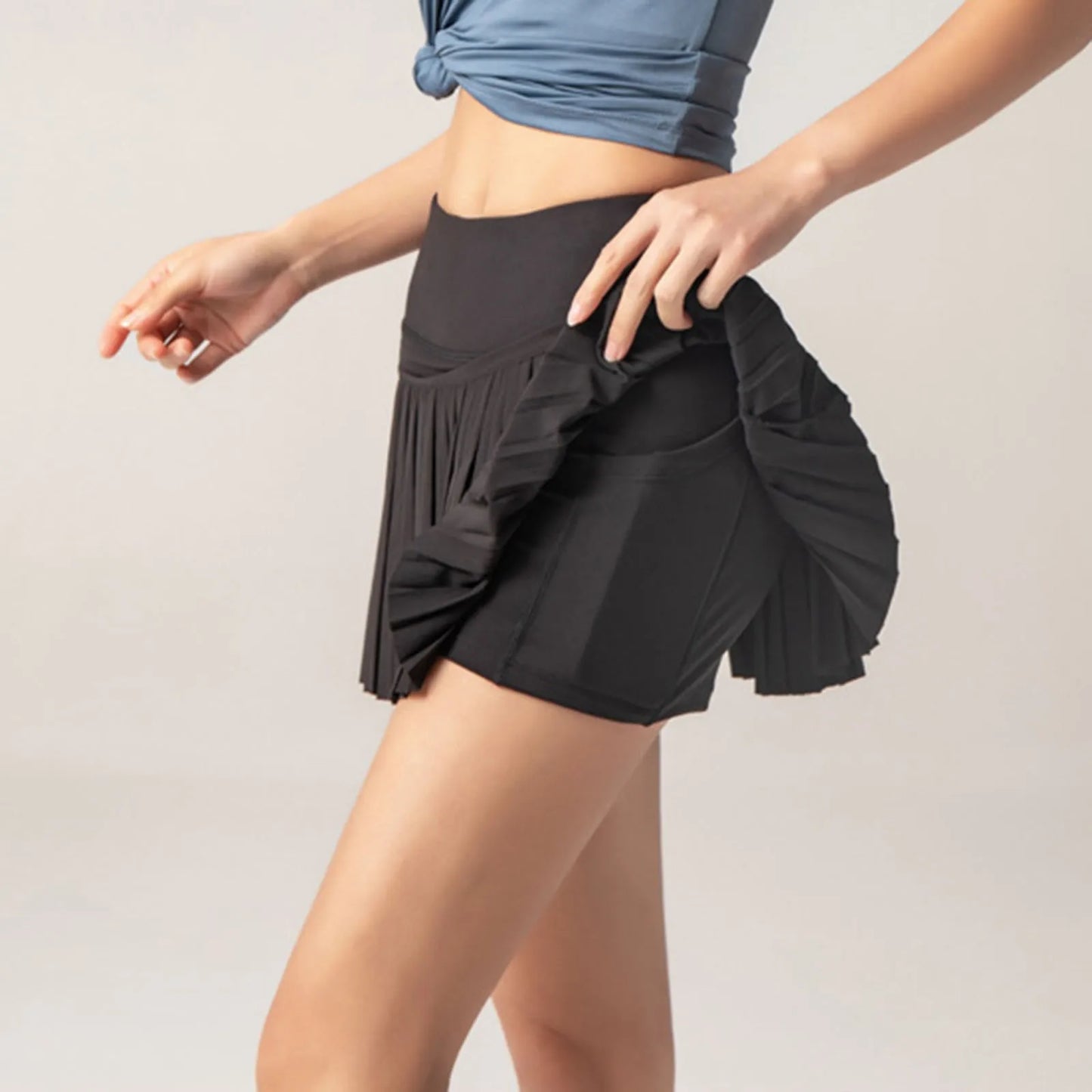 Golf Skorts Skirt Ultra-thin Breathable Sports Pleated High Waisted Pockets Slim Fitness Mini Tennis Skirt