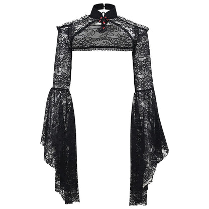 Trumpet Sleeve Black Lace Sexy Gothic Shawl Party Halloween Cardigan