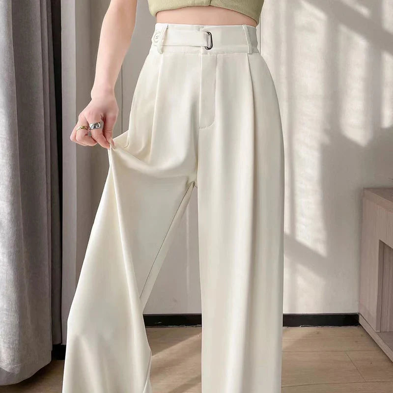 Women Style High Waist Trouser Office Ladies Fashion Grey Suit Pants