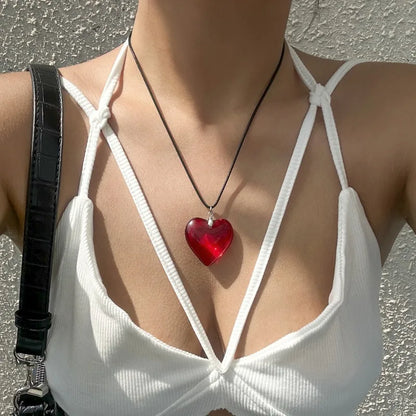 Clothing Jewelry Fashionable Heart Women's Shaped Trendy Pendant Crystal Necklace